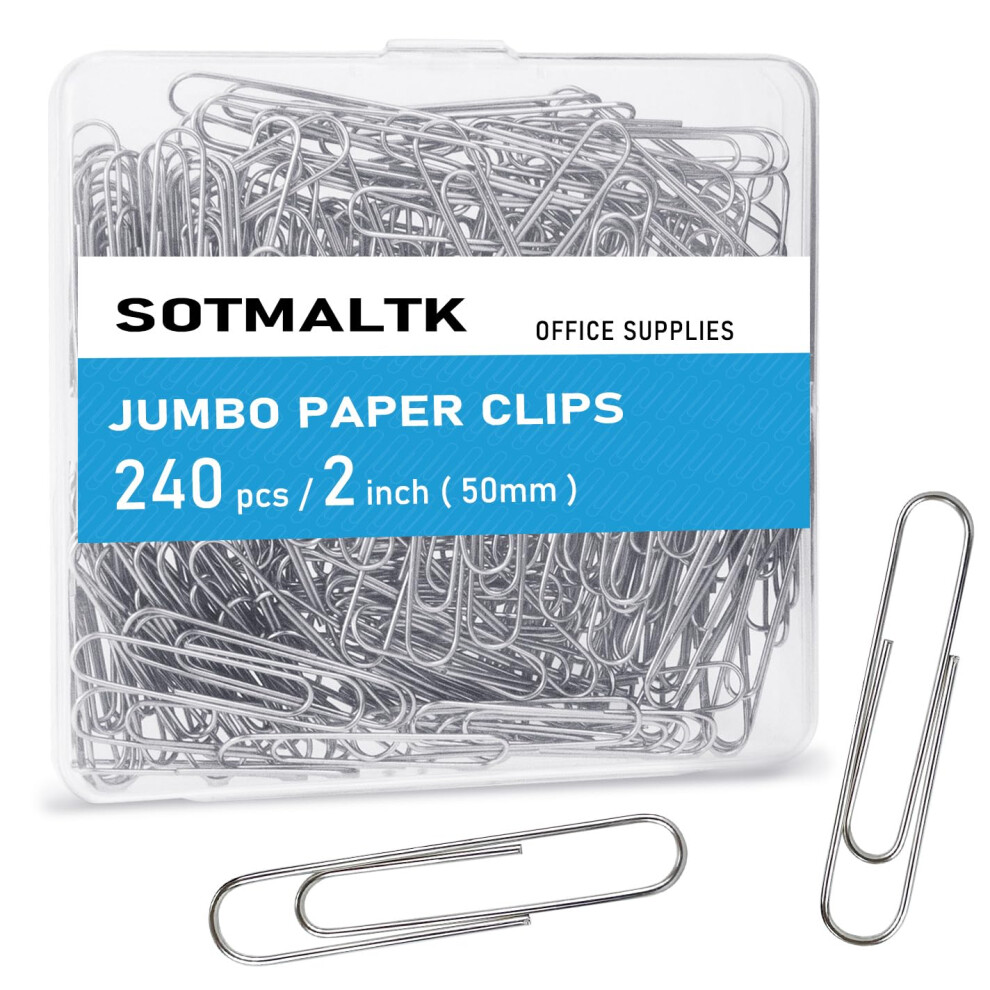 240pcs Jumbo Paper Clips, 50mm Large Silver Paper Clip, Big PaperClips for Paperwork Office School and Personal Use-image-OPC-PDT9H8Z-NEW
