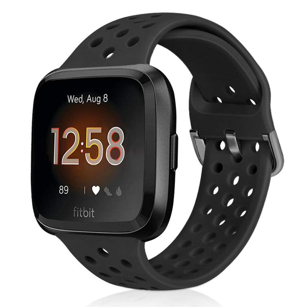 Sport Strap Compatible with Fitbit Versa 2/Fitbit Versa/Versa Lite/SE, Soft Silicone Band Replacement Breathable Wristband Accessories for Smart