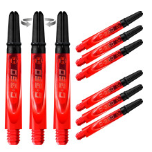 Darts 3 x Sets of Carbon 360 Dart Stems - 9 Dart Shafts in Total - Medium, Midi & Short (Red, Short)