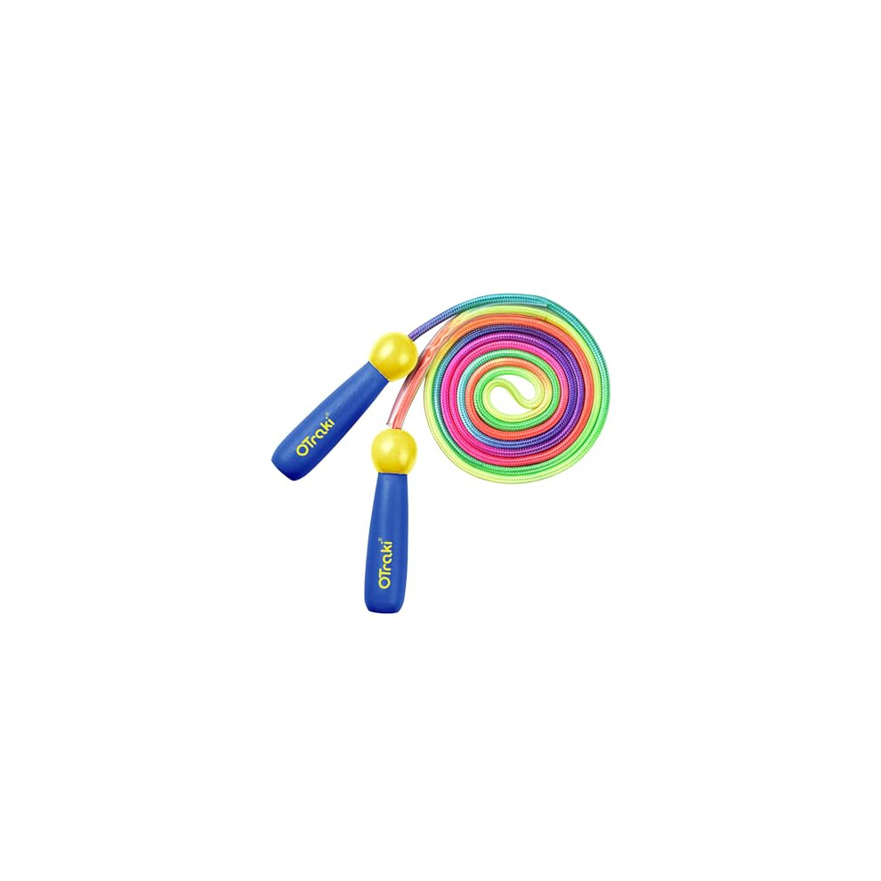 Otraki Rainbow Skipping Rope Kids, Adjustable Skipping Ropes For Children, Wooden Handle Skipping Rope For Boys/Girls, Exercise Jump Rope Kid, & Blue