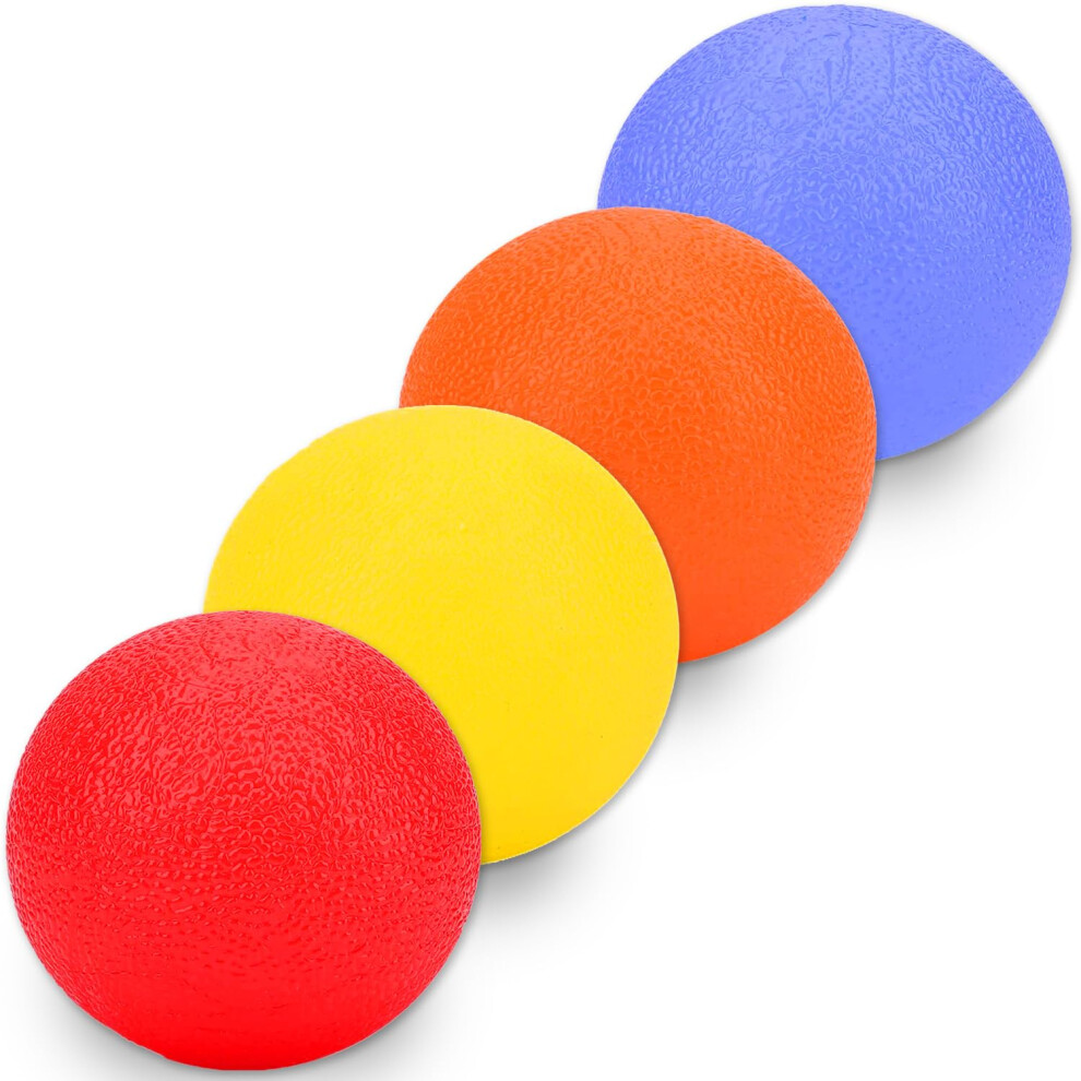 4Pcs Stress Ball set for adults and kids for Anxiety, Muscle Focus Improvement, Arthritis & Stress Relief - 4 Resistance Level Yellow(30lb)