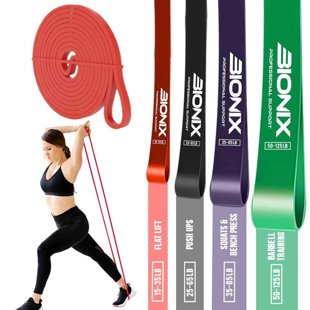 Bionix Resistance Bands - Pull Up Bands Set - Different Levels, Thick, Heavy, Stretch Bands for Exercise, Workout, Calisthenics, Powerlifting,