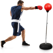 Punching Bag with Stand for Adults Kids, Adjustable Speed Reflex Training Bag Including Boxing Gloves, Workout Punch Set for Home Gym