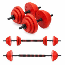 20kg Adjustable Dumbbells Set, 2 in 1 Dumbbells and Barbell Hand Free Weights Dumbbells Set for Strength Training, Weight Lifting, Bodybuilding-