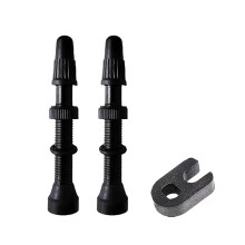 2 Pcs Black Tubeless Presta Valve Stem, Durable Super Light Alloy Presta Valve Stem Kit with Valve Core Remover Tool and Valve Stem for Bicycles and