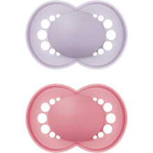 Original Soother 16+ Months (Pack of 2), Baby Soother Made from Sustainable Material, SkinSoft Silicone Teat, with MAM Soother Case, Pink (Designs May