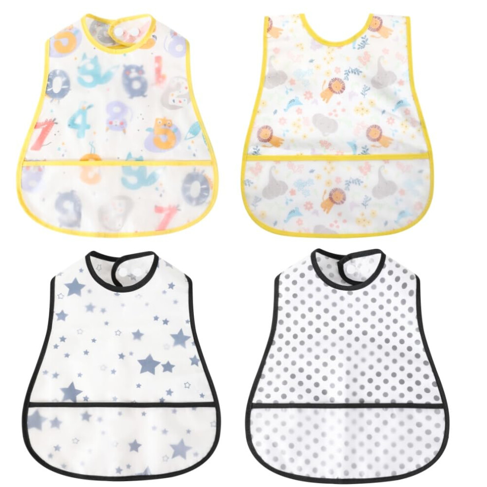 Baby Bibs Waterproof Bib - Feeding Bib, Adjustable Washable, Soft Fortoddler Infant Kids, 0-36 Months Norinori