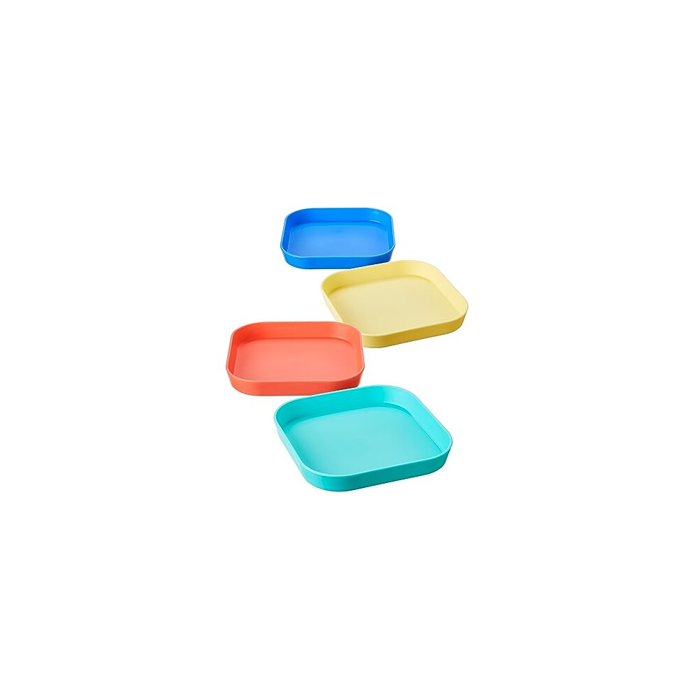 Good Square Meal Toddler Weaning Plates - Durable | Dishwasher Safe | Self-Feeding (Pack of 4)