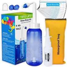 Neti Pot,Sinus Rinse Kit + 40Packets Nasal Salt+ Moisturizing Nasal Sprayer- Neti Pot Sinus Rinse -Sinus Rinse-300ml Nasal Rinse Kit with Sinus Rinse