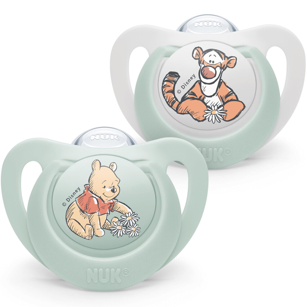 Star Baby Dummy | 6-18 Months | Soothes 99% of Babies | BPA-Free Silicone Soothers | Winnie The Pooh | with Case | 2 Count