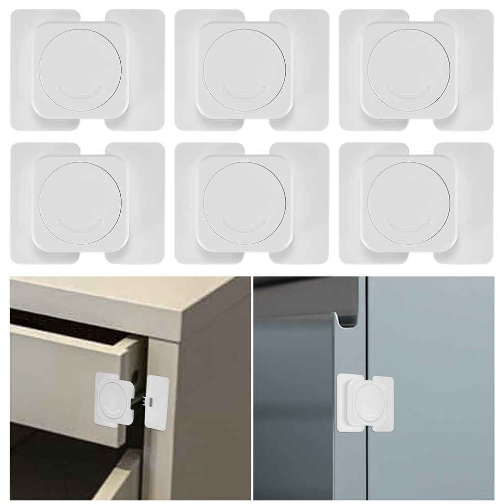 6 Child Cupboard Locks, Child Safety Locks, Baby Proof Cupboard Locks, Drawer Lock for Fridge Kitchen Cupboards Closet Drawers Refrigerator Door