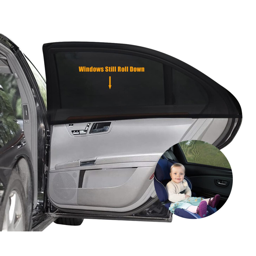 Ueoto Car Sun Shades For Baby 2 Pack, Car Window Shade Blinds Covers For Kids Pets With Uv Rays/Sun Heat/Glare Protection, Car Sunshades Shield With