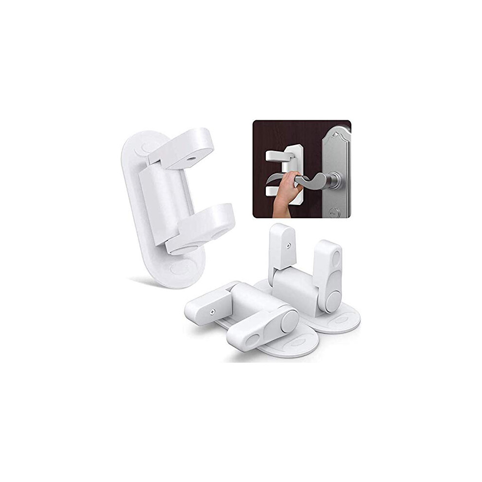 3 PCS White Door Lever Lock | SACONELL Child Safety Handles Locks, Self-Adhesive Baby Proofing Cabinet, Cupboard, Window, Drawer and Dresser Closet