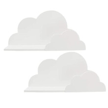 PACK of 2 Baby Nursery Child's Bedroom Playroom Cloud Shaped Floating Book Shelf | White Floating Shelves | 40 x 20 cm Children's Cloud Shelves For