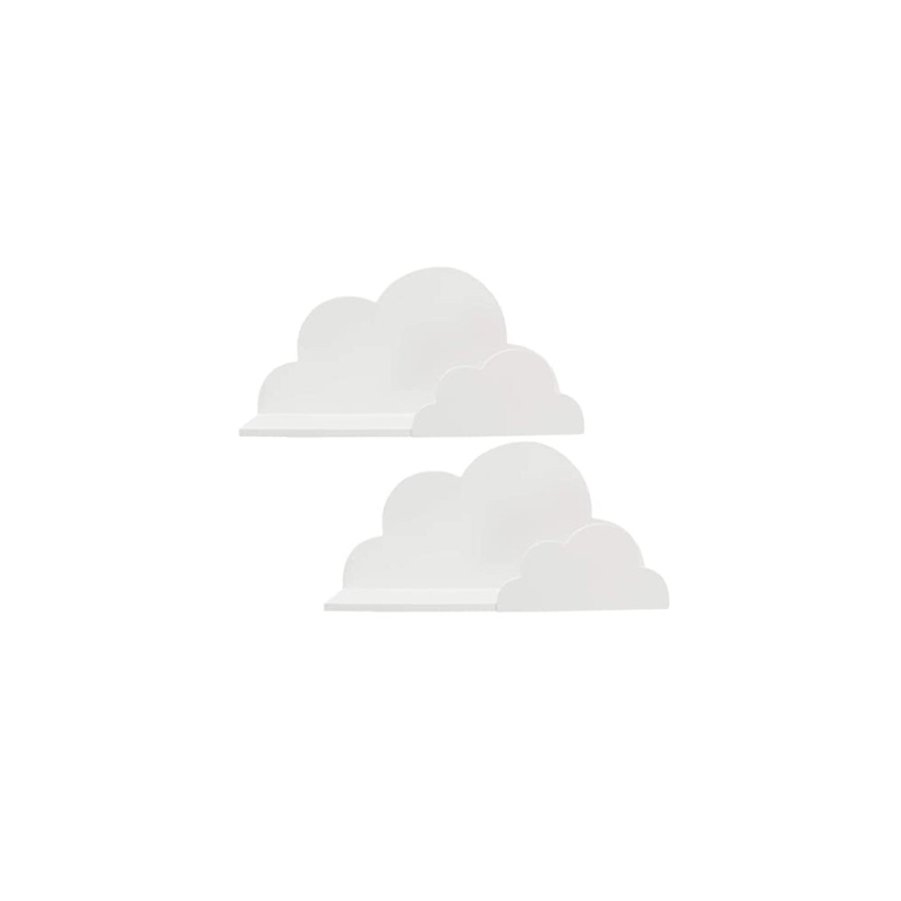 PACK of 2 Baby Nursery Child's Bedroom Playroom Cloud Shaped Floating Book Shelf | White Floating Shelves | 40 x 20 cm Children's Cloud Shelves For