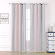 Blackout Curtains for Bedroom Curtains Eyelet Living Room Girls Nursery Kids, Voile Net Curtains for Windows, 2 Panel 46 x 54 inch Soundproof Black