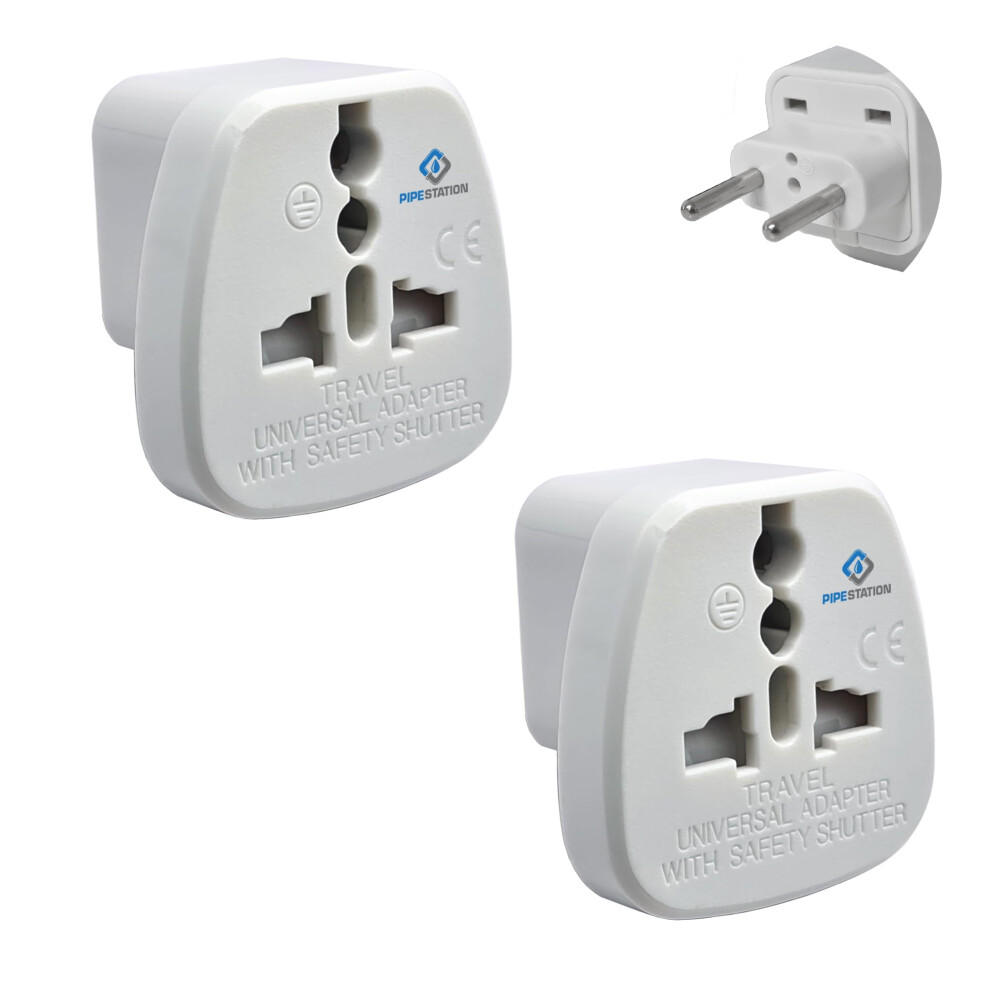 UK to European Plug Adapter - 2 Pack - Travel Plugs UK to EU - Universal Adapter Plug UK to Europe Type C, E, F & G - EU Travel Adapter - Small, Light