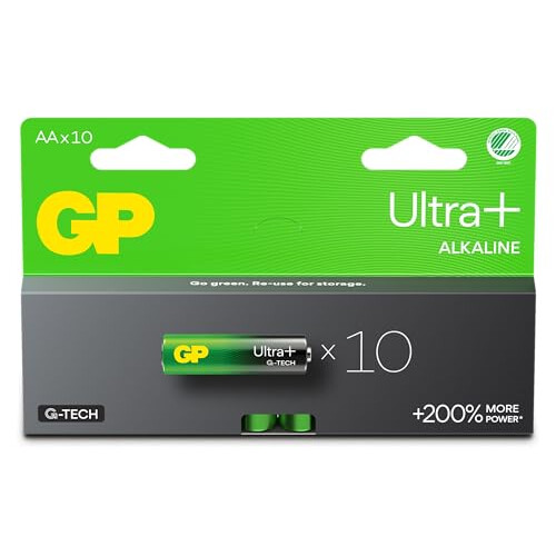 GP Ultra Plus Alkaline AA Battery, 15AUP/LR6, 10-pack