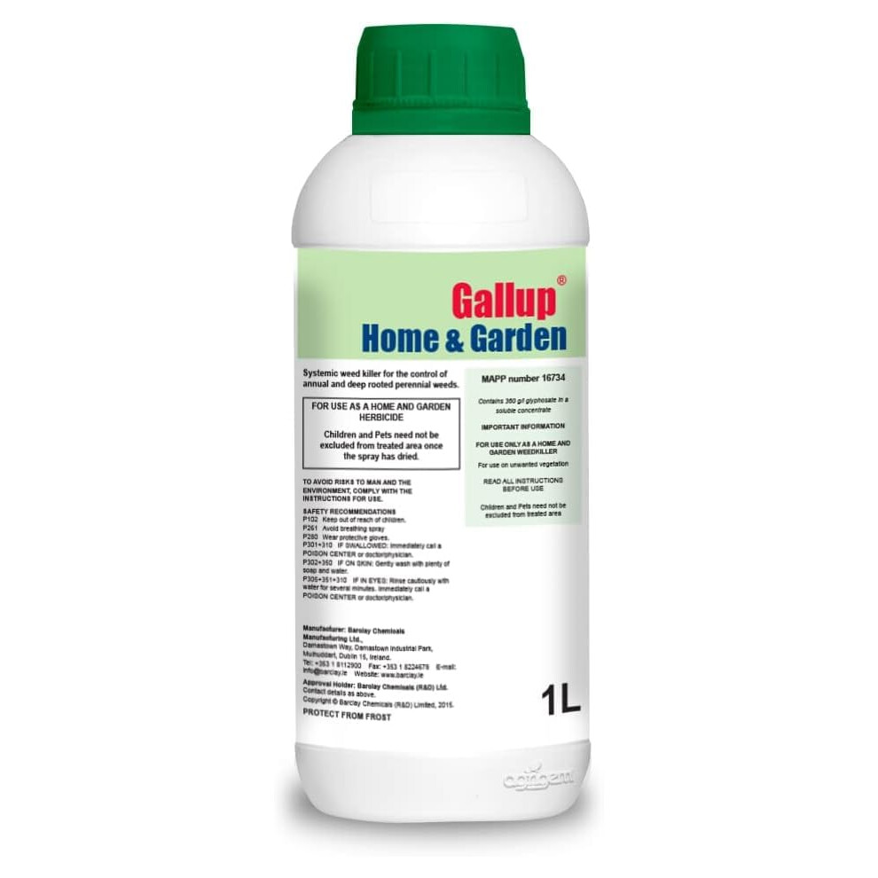Gallup Home & Garden 1L Glyphosate Weed Killer - Industrial-Strength Concentrated Herbicide for Annual & Perennial Grasses and Broadleaf Weeds-image-OPC-PDT9NXB-NEW