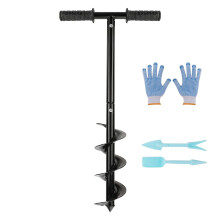 Garden Earth Auger Set, Ø100mm Auger Post Hole Digger with Non-Slip Handle, Fence Post Auger Garden Auger Spiral Drill Rapid Planter with Tool for