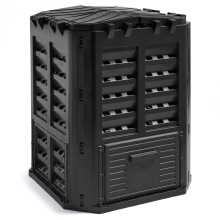 Compost Bin for Garden 360L – Composter with Slatted Design for Aeration, Rainwater Collection, Side Flap & Lid – Outdoor Compost Converter –