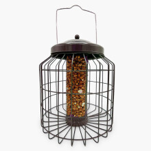 Large Heavy Duty Squirrel Proof Bird Feeder for Peanut Feed Outdoor Garden use - Mocha Brown - with Strong Galvanised Metal Cage to Deter Squirrels &