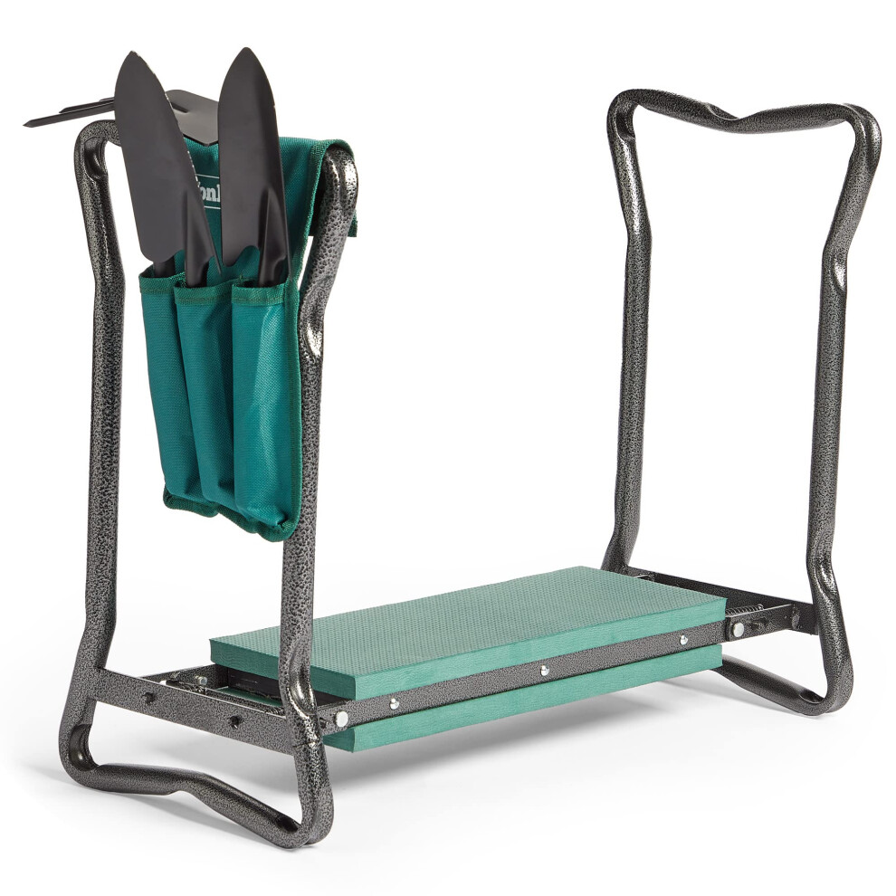 Garden Kneeler Seat with Handles and Tool Set – Folding, Lightweight, Portable, 2 in 1 Design Kneeler and Chair – Soft Foam Kneeling Pad for