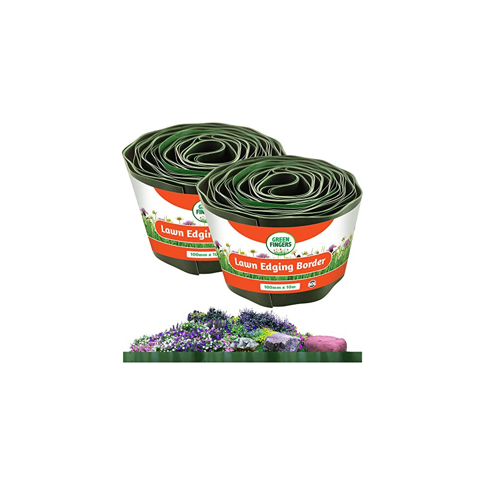 2pk 100mm X 10m Plastic Lawn Edging Strip, Grass Edging Border, Path And Lawn Edging, Grass Edging, Gravel Edging, Grass Border Edging, Plastic Lawn