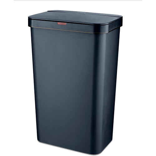Tower T838005N Rectangular Sensor Bin with Fingerprint Proof Coated Exterior, Plastic, 50 L, Navy