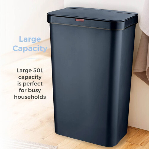 Tower T838005N Rectangular Sensor Bin with Fingerprint Proof Coated Exterior, Plastic, 50 L, Navy 2