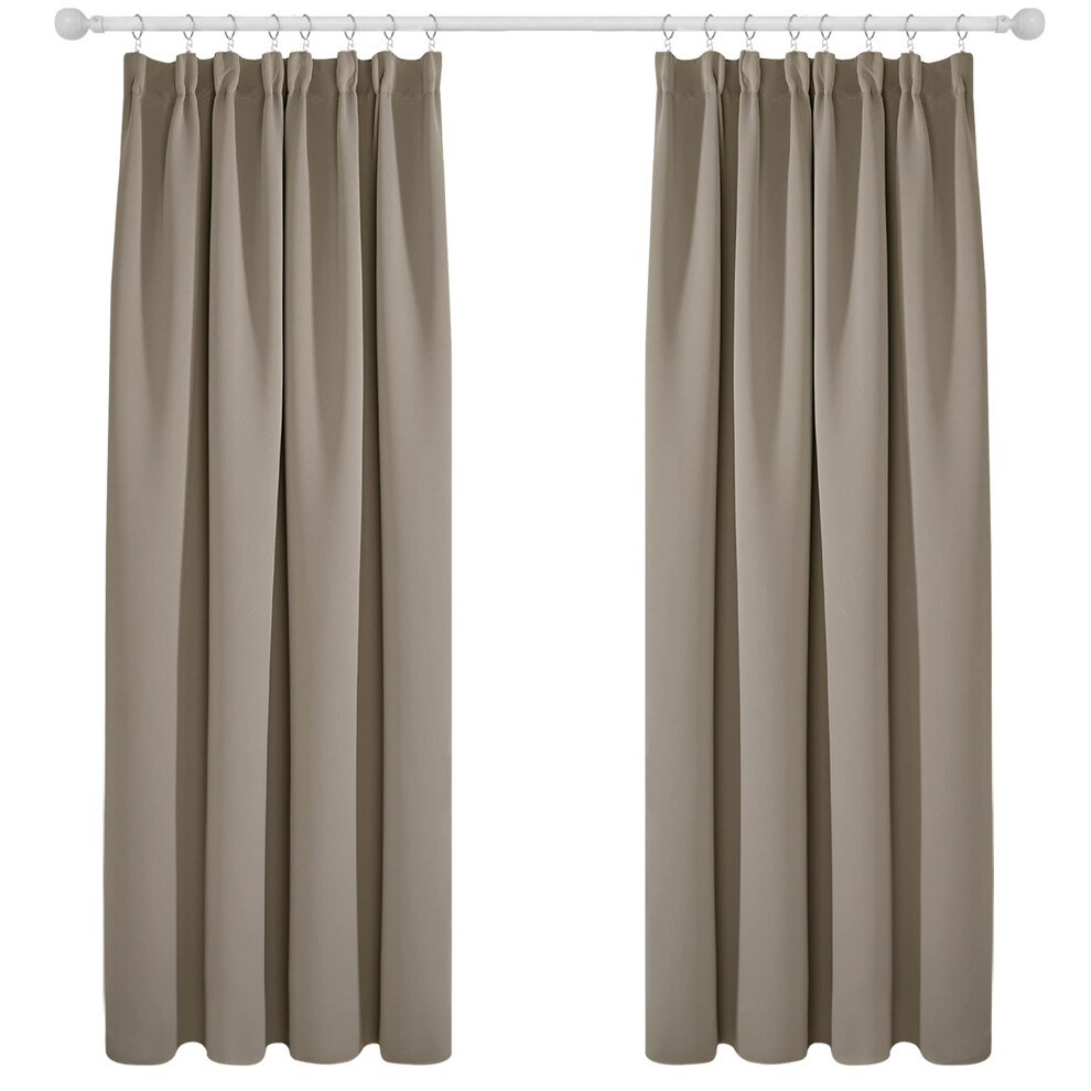Super Soft Pencil Pleat Curtains Thermal Insulated Blackout Curtains For Kids Bedroom 66 X 72 Taupe One Pair Brown Deconovo