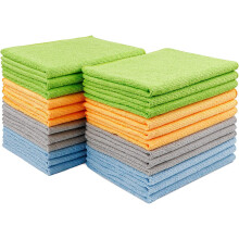 Microfibre Cloth 24 Pack-Premium All-Purpose Cleaning Cloths for Cars-Soft & Absorbent Lint Free Streak Free Wash Cloth for House, Kitchen,