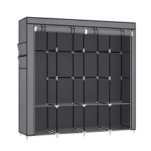 Clothes Wardrobe, Portable Closet, Garment Organiser Rack with 4 Hanging Rails, Shelves, 4 Side Pockets, 170 x 45 x 167 cm, Large Capacity for Bedroom