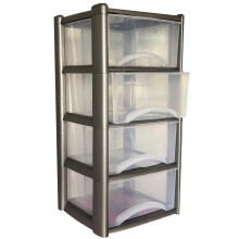4 Drawer Plastic Storage Tower Unit - Space-Saving, Easy Assemble, Ideal for Clothes, Home Organisation in Exclusive Colours, Versatile Plastic
