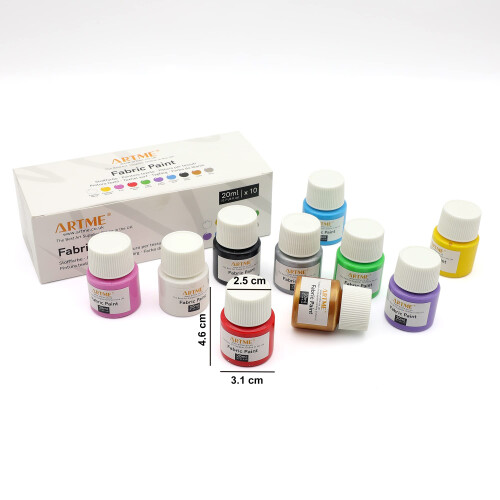 Fabric Paint Set 10 Colours 20ml x10 - Wash-Safe 2