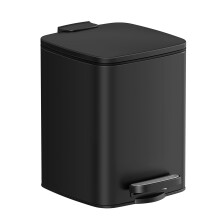 Bathroom Bin, 6L Small Bin, Pedal Toilet Bin for Small Spaces, Soft-Close Lid, Steel, Black LTB590B0602
