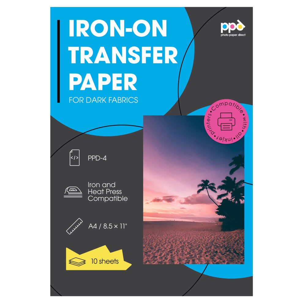 Inkjet Premium T Shirt Transfer Paper A4 for Dark Fabric x 10 Sheets PPD-4-10