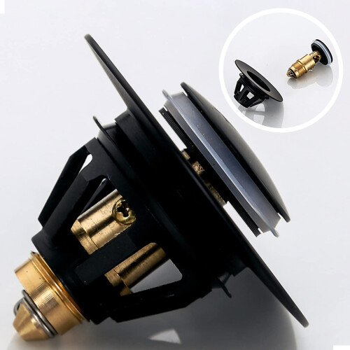 2-Piece Rust-Proof Brass Pop-Up Plug Bolt Set for Sink Drain - Slotted, Click-Clack, Internal Spring, Easy Install 2