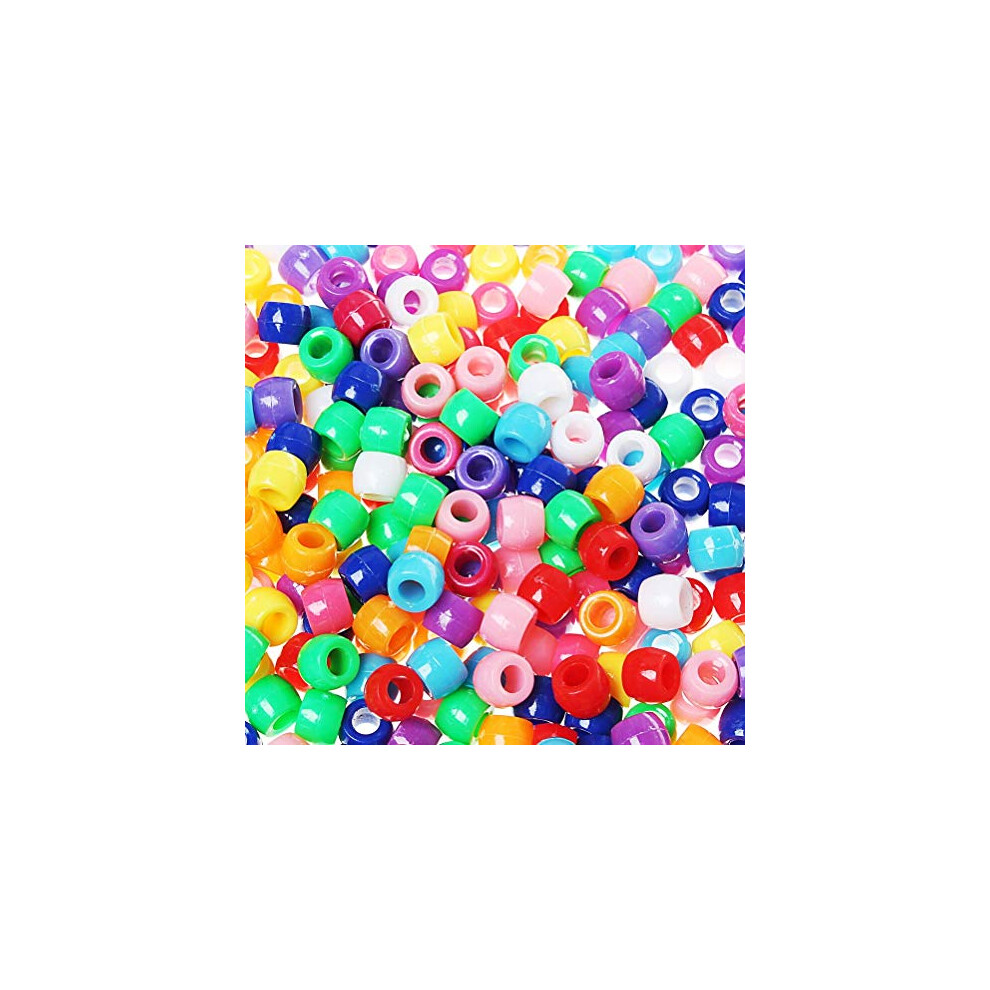 1200 Pcs Pony Beads Bulk, Multicolored Plastic Bracelet Beads Round Rainbow Beads for Crafting Jewelry Making