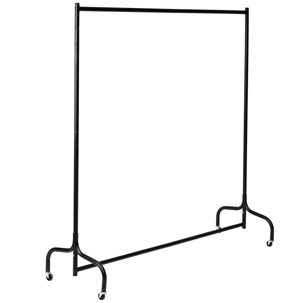 4ft Heavy Duty Metal Clothes Rail Garment Rail Clothe Hanging Rail with Wheels Black Single Clothing Rail No Tools Required