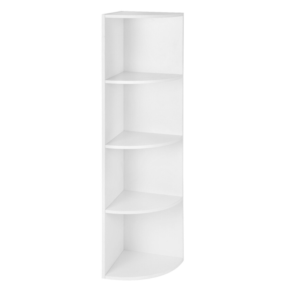 4 Tier Corner Shelf Freestanding Storage Shelves Wooden Bookcase Kitchen Bedroom Living Room Office White LBC42WT