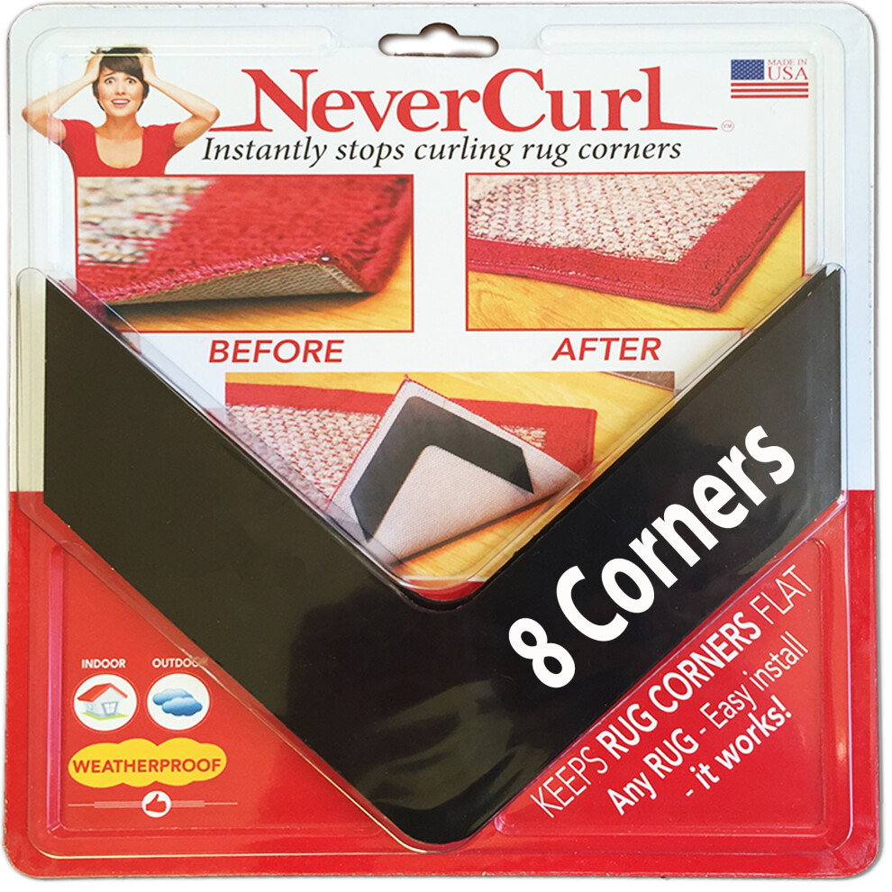 NeverCurl Anti Slip Rug Underlay - Premium Rug Corner Grippers for Wooden, Laminate, and Carpeted Floors - Non Slip and Anti-Curl Rug to Carpet