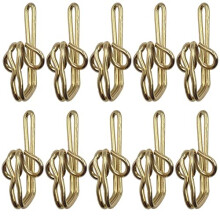 100 Pieces Brass Curtain Hooks, Metal Curtain Hook Brass Drapery Hooks, Curtain Hooks Brass Curtain Header Tape Drapery Hooks (Gold)