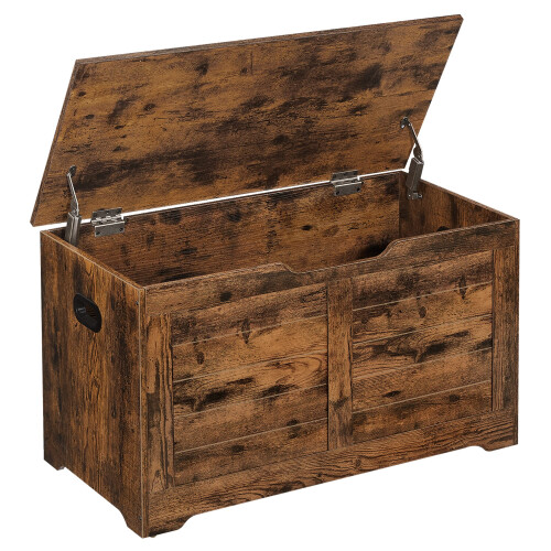 Storage Chest, Storage Bench, Blanket Box with 2 Safety Hinges, Shoe Storage Bench, Rustic Style, 40 x 80 x 46 cm, for Hallway, Bedroom, Living Room,