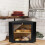 Corner Bread Bin Bamboo Two-Layer Bread Box for Kitchen Corner fit 12.6"x12.6"x13.4" Black 3