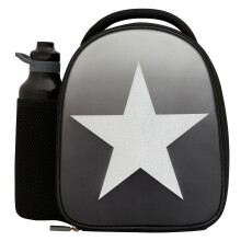 Silver Star Combo Insulated Lunch Bottle with Side Mesh Pocket, Handle Bottle-600D Reusable Food & Drink Thermal Cool Bag for School Nursery Snacks
