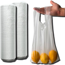 Clear Plastic Food Bags On a Roll | 500 Bags | Fruit Vegetable Sandwich Nuts | 9 x 14 x 18" Vest