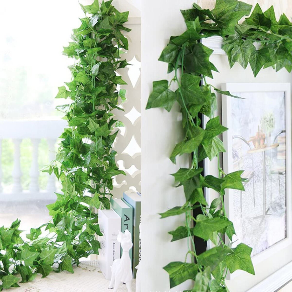2pcs Artificial Ivy Garland Fake Ivy Garland Decorations Ivy leaves UV Resistant Fake Vine Green Leaves Fake Plants Vine Hanging Plant DIY Decoration