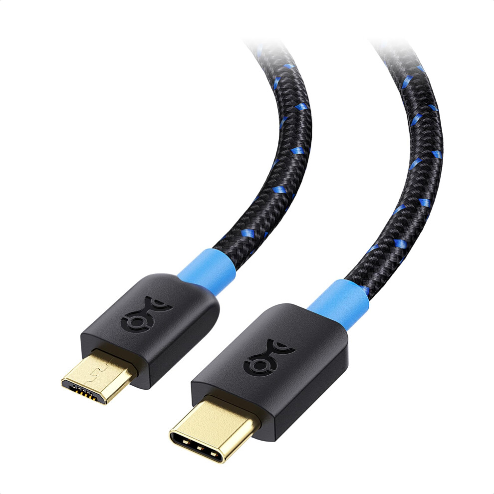 Braided USB C to USB Micro Cable 1 m (Micro USB to USB C Cable, USB C to USB B Cable, USB B to USB C, USB C to Micro USB Cable) in Black