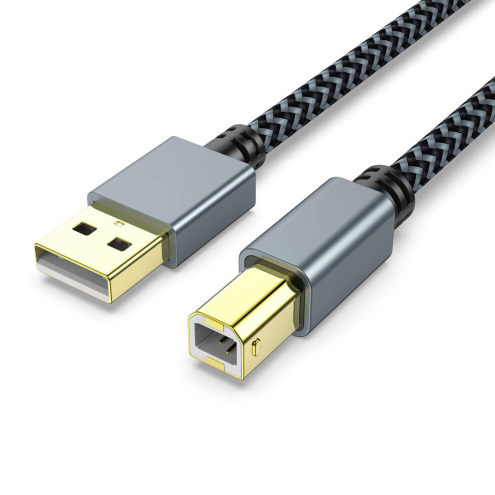 Printer Cable, 【3M/10Ft】 Usb 2.0 Type A Male To B Male, Scanner Cord Nylon Braided Usb Printer Cable For 6972243892954